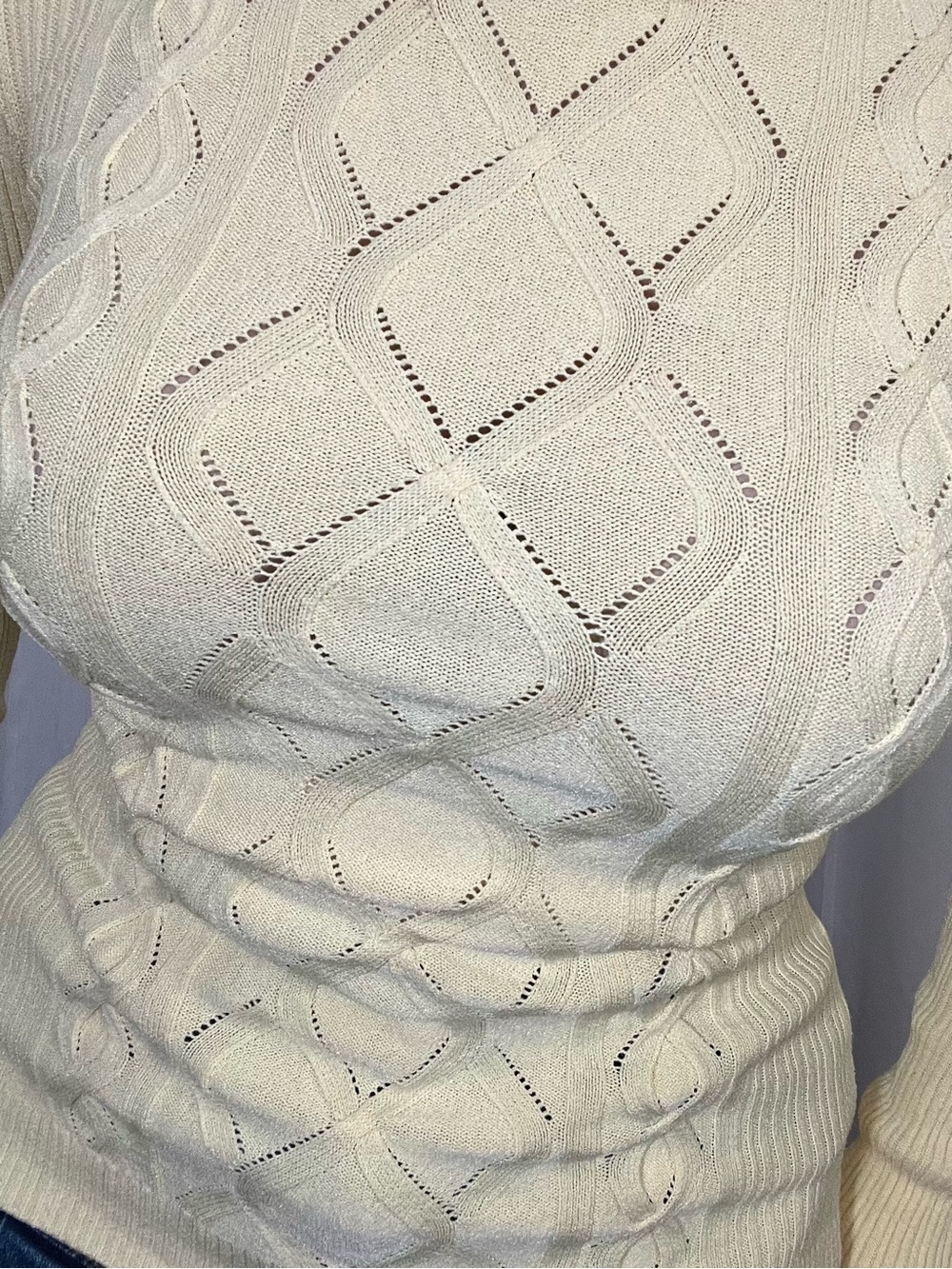 Vintage bebe Créme Brulee Pointelle Turtleneck Sweater - Picture 8 of 8